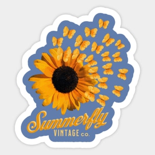 SUNFLOWER & Butterflies - Summerfly Vintage Sticker